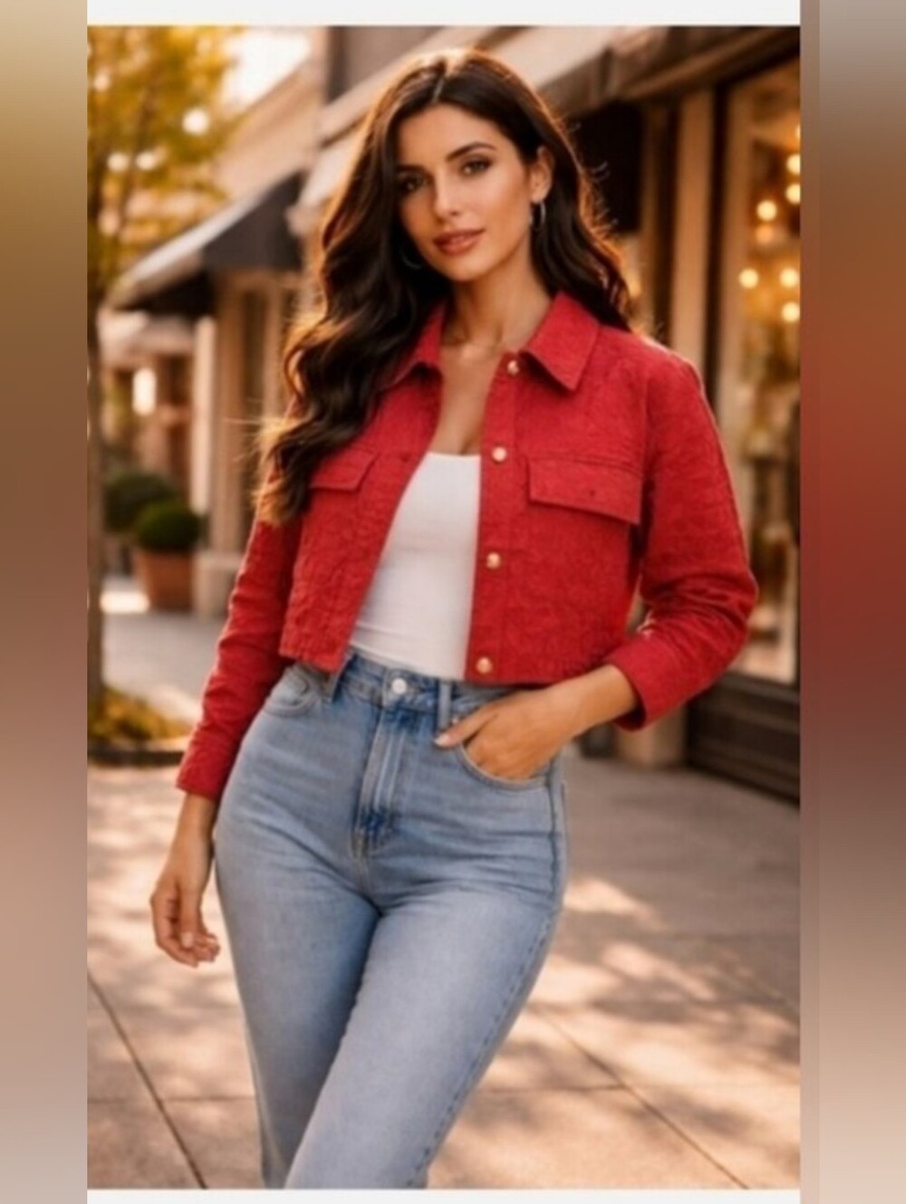 NWT! Buckle Fall Privy Red Crop Oversized Women's Party Top Autumn Jacket Small